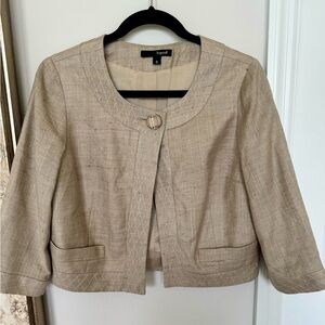 Gorgeous Women's Beige Lined Linen Liquid Size 6 Crop Jacket